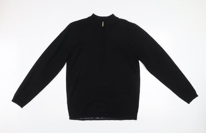 Crane Men’s Black Medium Half Zip High Neck Knit Jumper