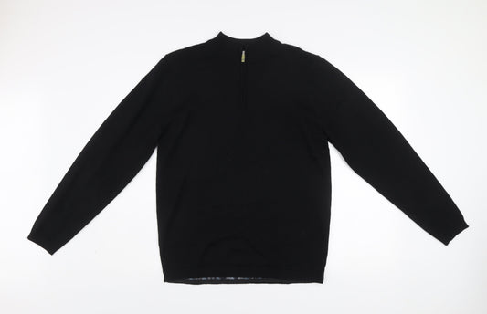 Crane Men’s Black Medium Half Zip High Neck Knit Jumper