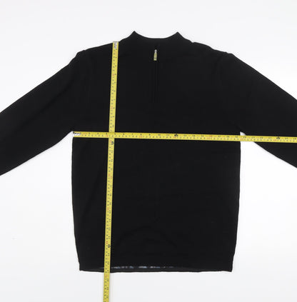Crane Men’s Black Medium Half Zip High Neck Knit Jumper