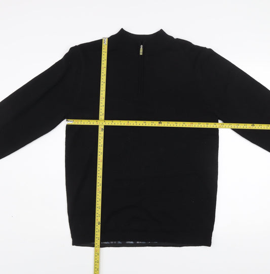 Crane Men’s Black Medium Half Zip High Neck Knit Jumper
