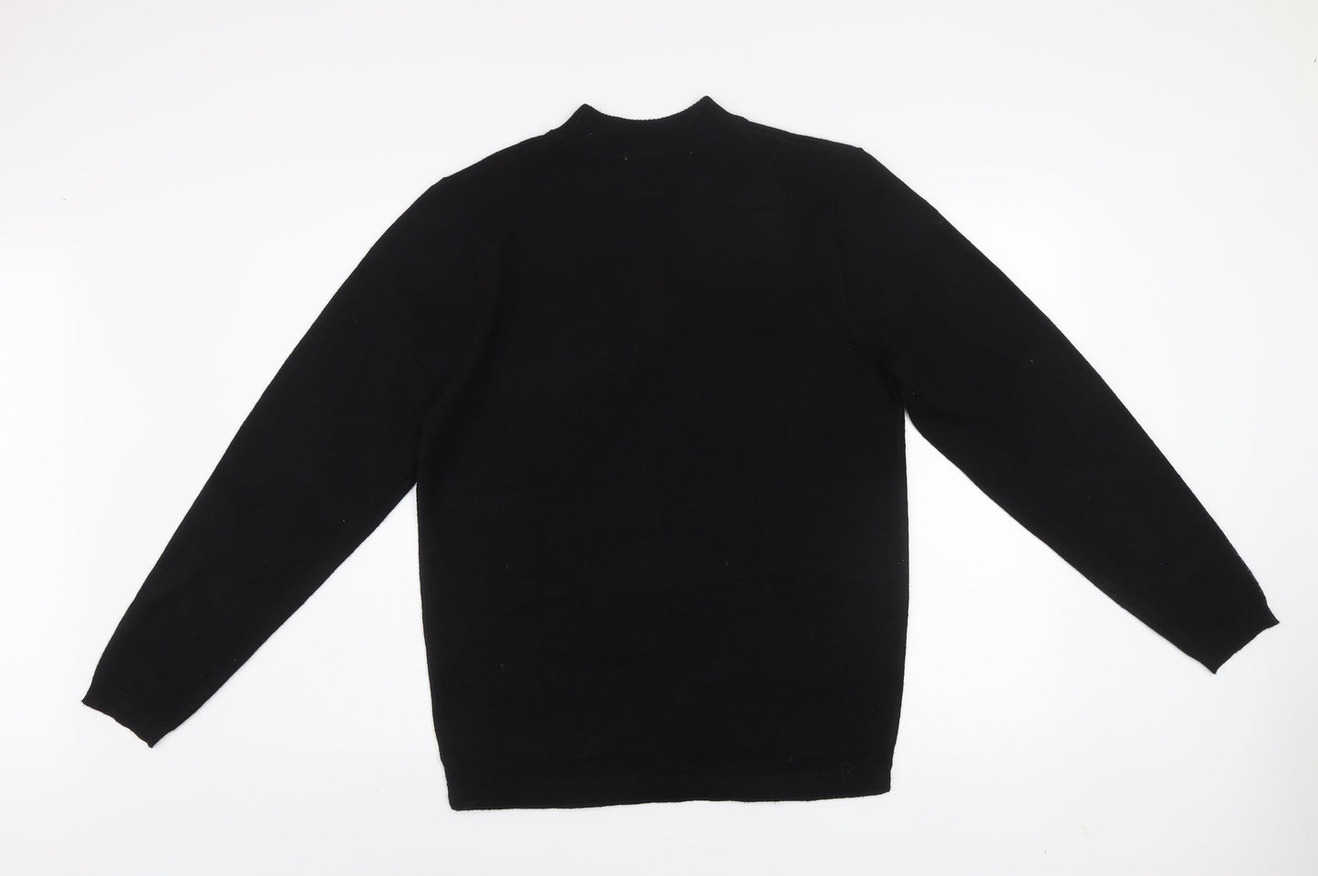 Crane Men’s Black Medium Half Zip High Neck Knit Jumper