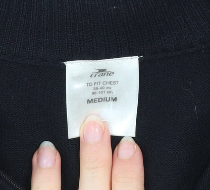 Crane Men’s Black Medium Half Zip High Neck Knit Jumper