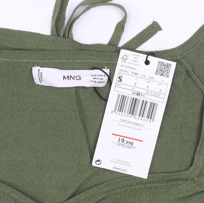 Womens UK Size S Mango Green Cropped T-Shirt
