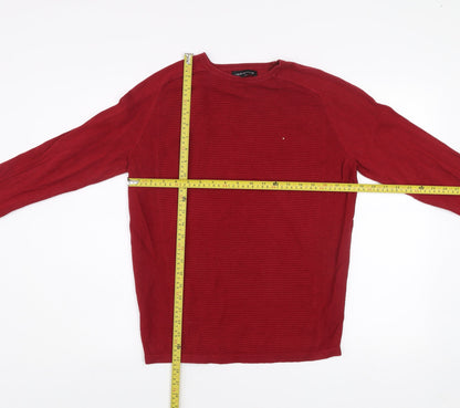 Red Herring Men's Red Cotton Crew Neck Jumper Size S