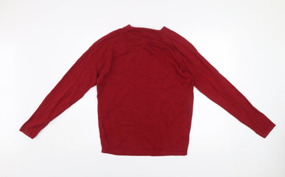 Red Herring Men's Red Cotton Crew Neck Jumper Size S