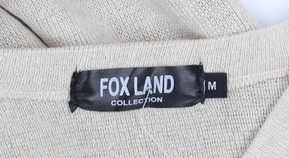 Fox Land Men's Beige V-Neck Cotton Blend Jumper M Classic Knitwear