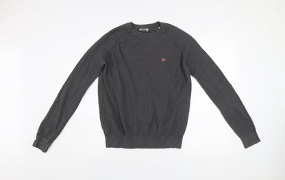 Napapijri Men's Grey Cotton Crew Neck Pullover Jumper M