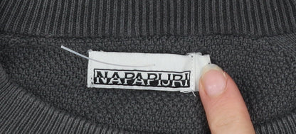 Napapijri Men's Grey Cotton Crew Neck Pullover Jumper M