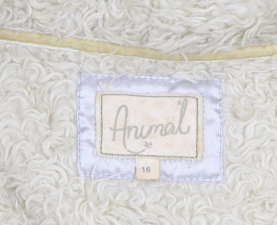 Animal Womens Ivory Wool Blend Hooded Zip Jacket Size 16
