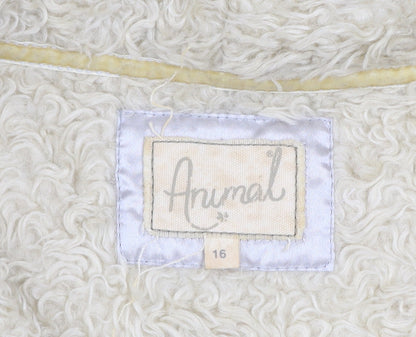 Animal Womens Ivory Wool Blend Hooded Zip Jacket Size 16