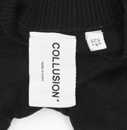 COLLUSION Women's Black Mock Neck Knit Jumper Size 8