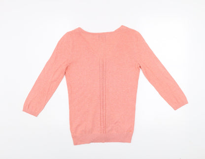 Fat Face Women's Coral Button Cardigan Size 8 V-Neck Lightweight Knit