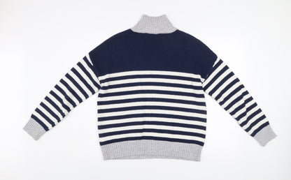 Crew Clothing Women’s Navy Stripe Star Roll Neck Jumper Size 10