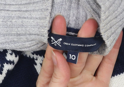 Crew Clothing Women’s Navy Stripe Star Roll Neck Jumper Size 10