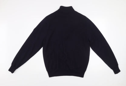 Cutter & Buck Men's Blue Argyle 1/2 Zip Wool Blend Jumper M