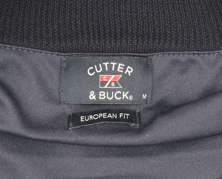 Cutter & Buck Men's Blue Argyle 1/2 Zip Wool Blend Jumper M