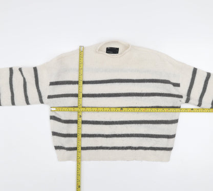 ASOS DESIGN Women’s White Grey Striped Pullover Jumper Size S Knit