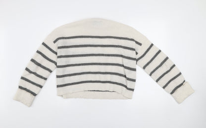 ASOS DESIGN Women’s White Grey Striped Pullover Jumper Size S Knit