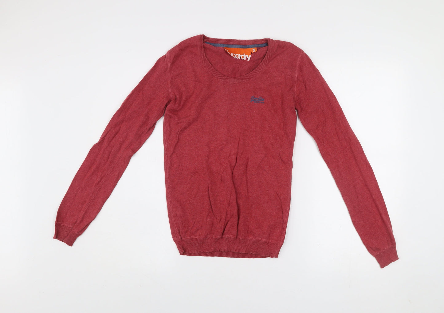Superdry Men's Red Cotton Crew Neck Jumper Size S