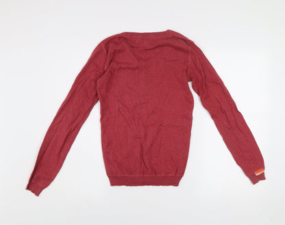 Superdry Men's Red Cotton Crew Neck Jumper Size S