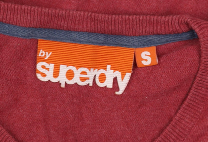 Superdry Men's Red Cotton Crew Neck Jumper Size S