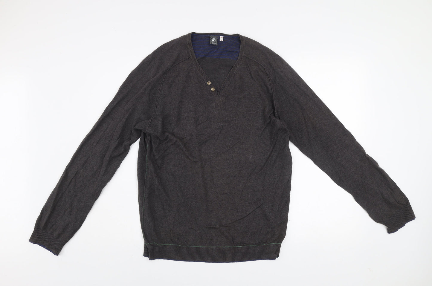 White Stuff Men’s Brown Linen Cotton Henley Jumper Size S