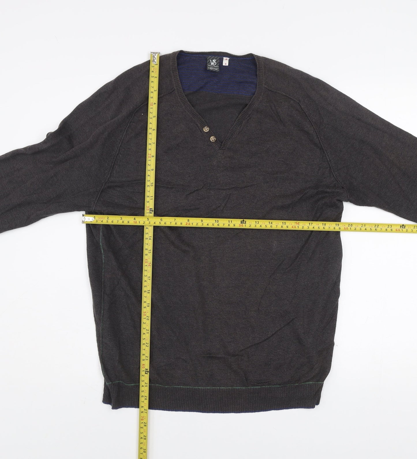 White Stuff Men’s Brown Linen Cotton Henley Jumper Size S