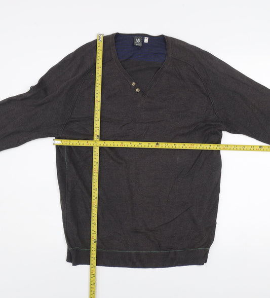 White Stuff Men’s Brown Linen Cotton Henley Jumper Size S