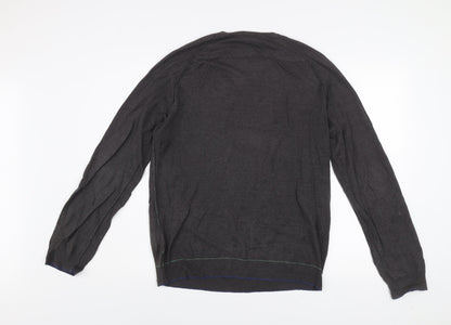 White Stuff Men’s Brown Linen Cotton Henley Jumper Size S