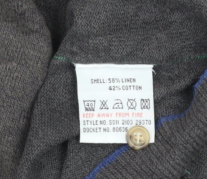 White Stuff Men’s Brown Linen Cotton Henley Jumper Size S