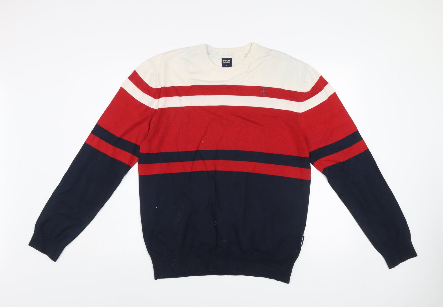 FCUK Sports Men’s Multicoloured Stripe Cotton Pullover Jumper M