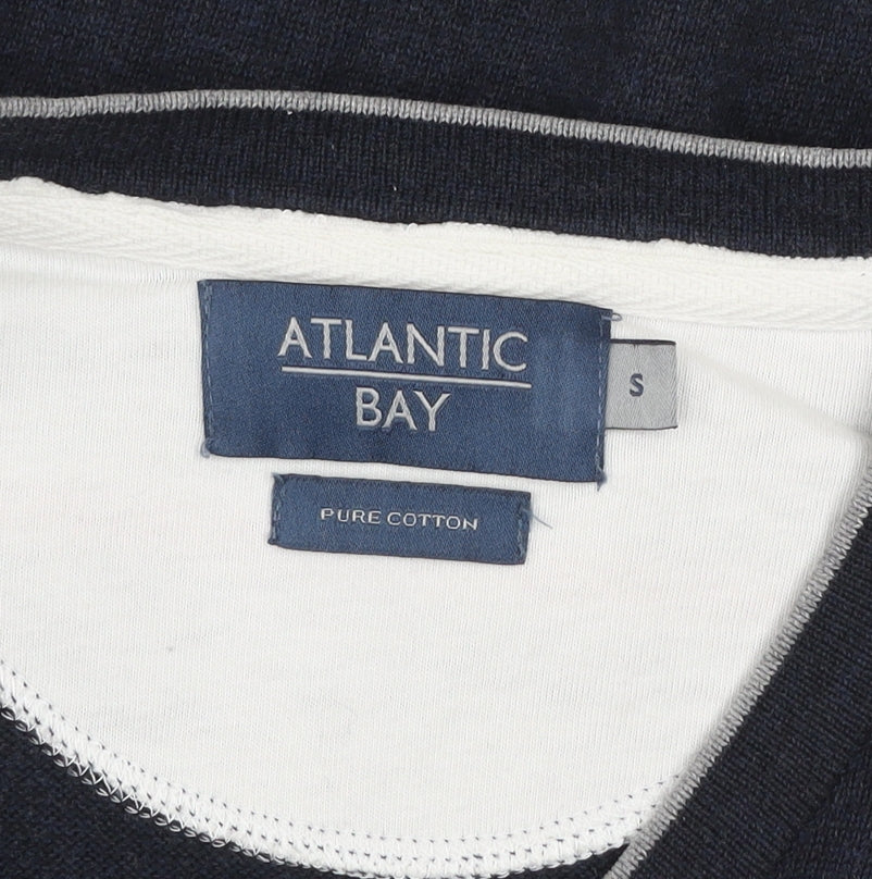 Atlantic Bay Men’s Multicoloured Cotton Striped V-Neck Jumper Small