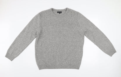 Red Herring Men’s Grey Knit Crew Neck Jumper Size L Wool Blend