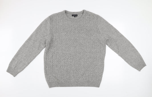 Red Herring Men’s Grey Knit Crew Neck Jumper Size L Wool Blend
