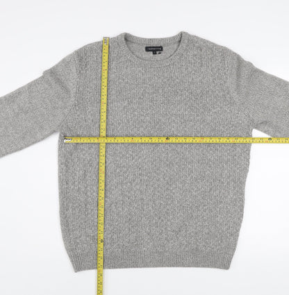 Red Herring Men’s Grey Knit Crew Neck Jumper Size L Wool Blend