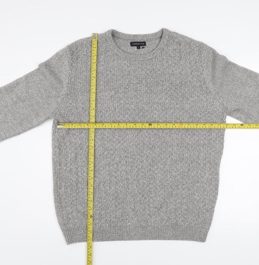 Red Herring Men’s Grey Knit Crew Neck Jumper Size L Wool Blend
