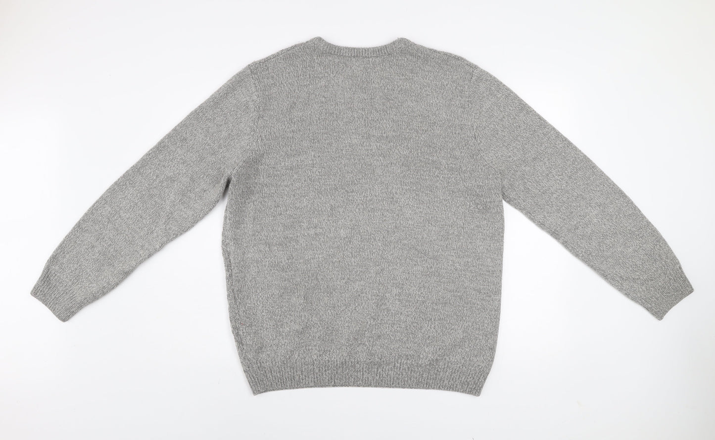 Red Herring Men’s Grey Knit Crew Neck Jumper Size L Wool Blend