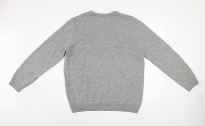 Red Herring Men’s Grey Knit Crew Neck Jumper Size L Wool Blend