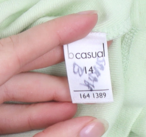 b casual Womens Green 3/4 Sleeve V-Neck Cotton T-Shirt Size 14