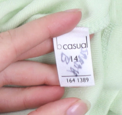 b casual Womens Green 3/4 Sleeve V-Neck Cotton T-Shirt Size 14