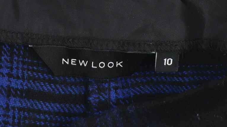 New Look Women’s Black Blue Plaid Wool Blend Mini Skirt Size 10