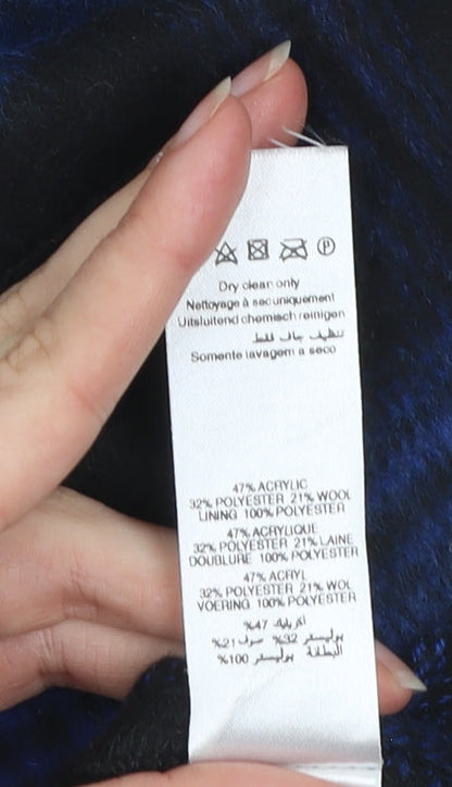 New Look Women’s Black Blue Plaid Wool Blend Mini Skirt Size 10