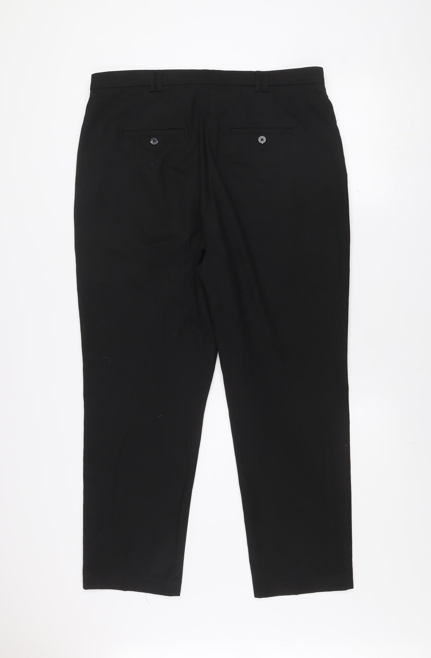 Mens UK Size 15R NEXT Regular Fit Dress Pants Black Trousers