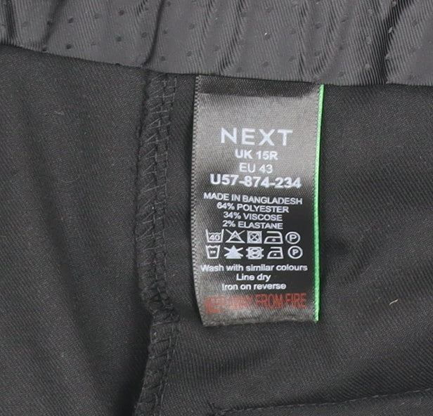 Mens UK Size 15R NEXT Regular Fit Dress Pants Black Trousers