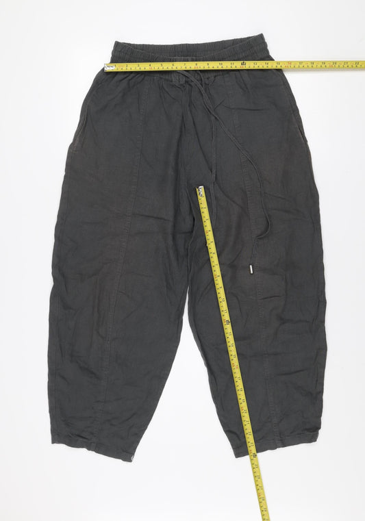 Womens UK Size S Zara Relaxed Fit Cropped Black Trousers