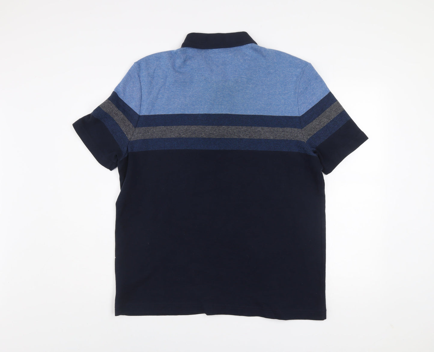 Marks and Spencer Men’s Blue Colourblock Cotton Polo Shirt XL