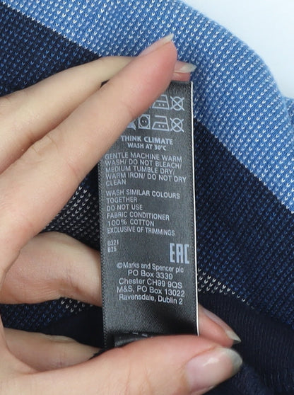 Marks and Spencer Men’s Blue Colourblock Cotton Polo Shirt XL