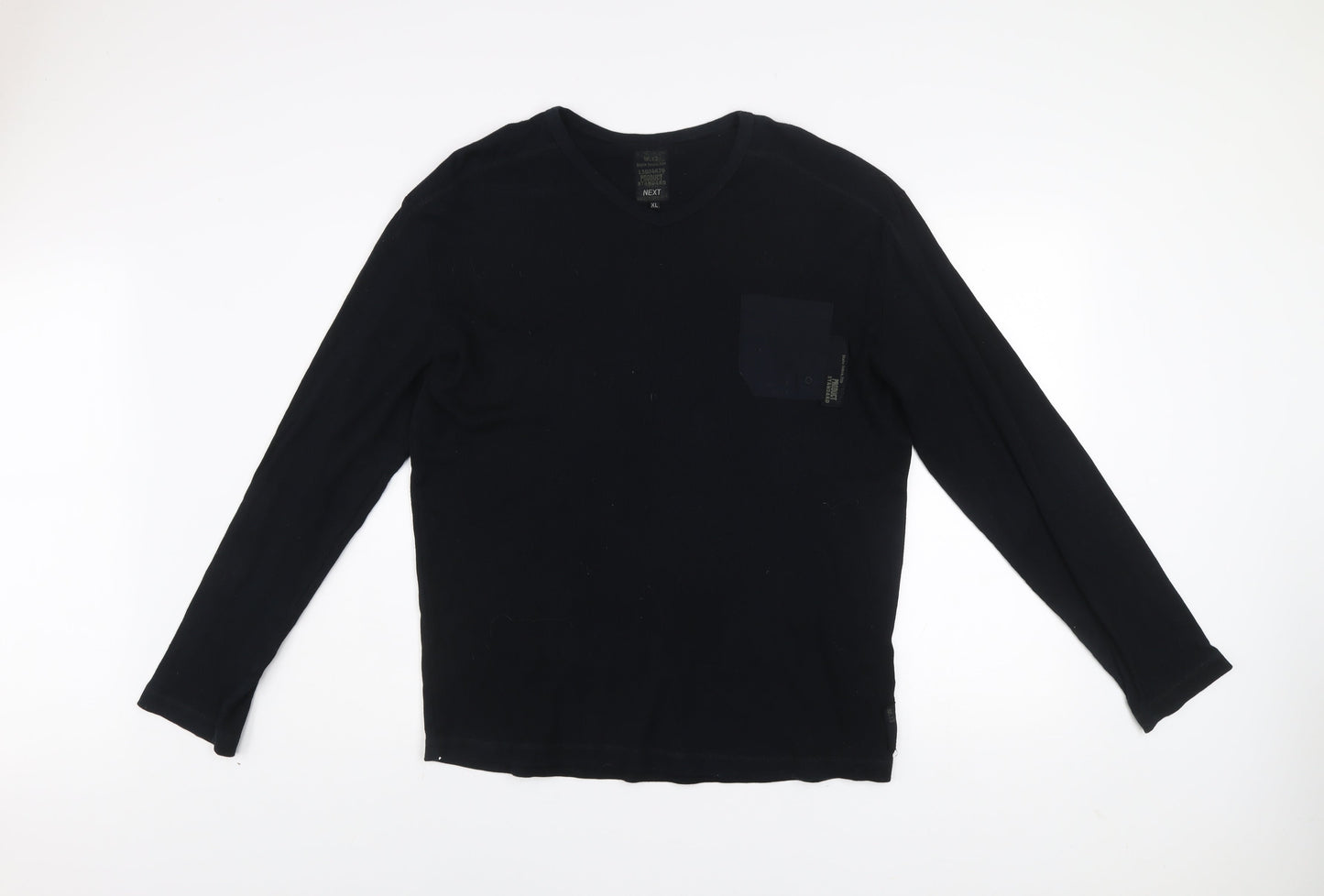 Next Men's Black Long Sleeve Crew Neck Cotton T-Shirt XL