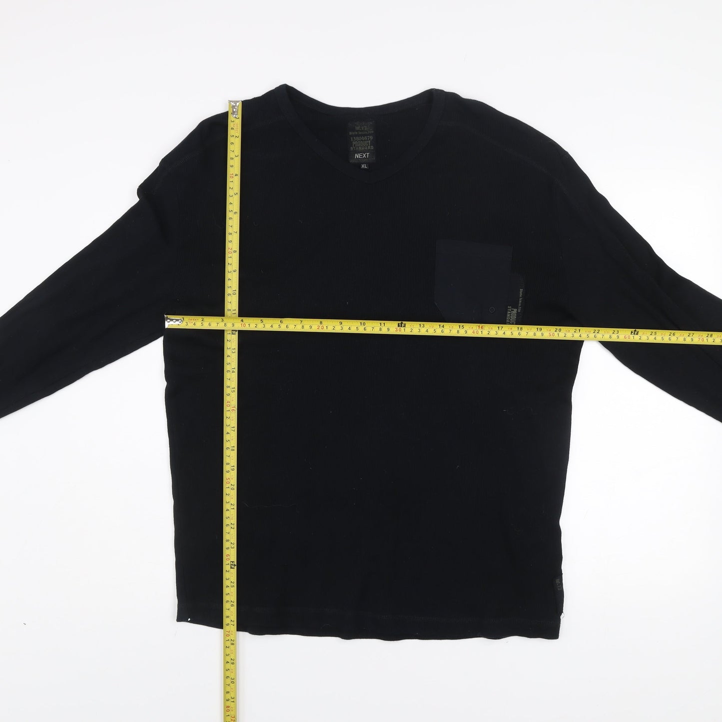 Next Men's Black Long Sleeve Crew Neck Cotton T-Shirt XL