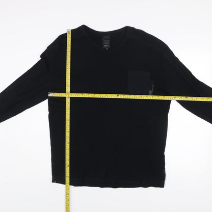 Next Men's Black Long Sleeve Crew Neck Cotton T-Shirt XL